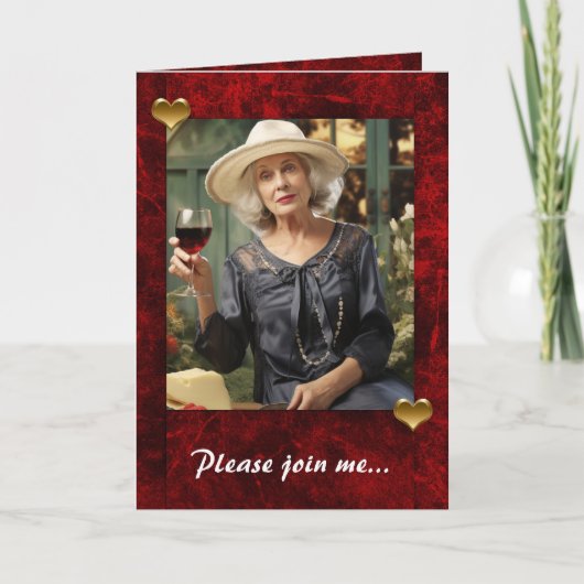 Red Holiday Hearts mit Foto Inhaber Einladung (Vorderseite)