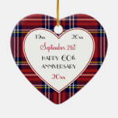 Red Holiday Kariert 60. oder JEDES Jubiläum Orname Keramikornament (Hinten)