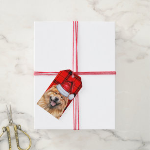 Red Holiday Kariert Chow Chow Santa Dog Weihnachte Geschenkanhänger