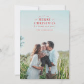 Red Holiday Kariert Foto Weihnachtskarte Feiertagskarte (Vorderseite)