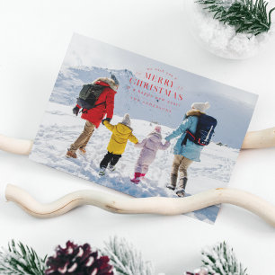 Red Holiday Kariert Foto Weihnachtskarte Feiertagskarte