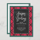 Red Holiday Kariert | Neue Ankündigung zur Zuhause Postkarte (Vorne/Hinten)