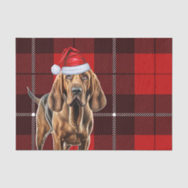 Red Holiday Kariert Weihnachten Bloodhound Dog Lov Seidenpapier