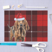Red Holiday Kariert Weihnachten Bloodhound Dog Lov Seidenpapier (Handwerk)