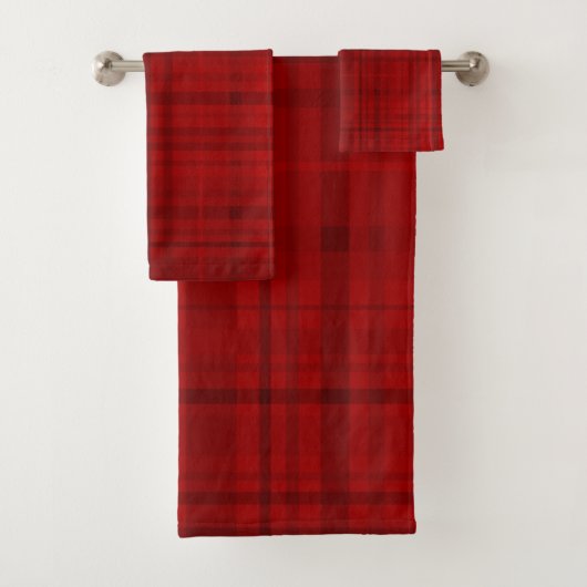 Red Holiday Kariertes Muster Badhandtuch Set (Insitu)