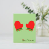 Red Holiday Mittens (Frohe Weihnachten) Feiertagspostkarte (Stehend Vorderseite)
