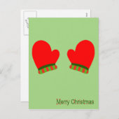 Red Holiday Mittens (Frohe Weihnachten) Feiertagspostkarte (Vorne/Hinten)