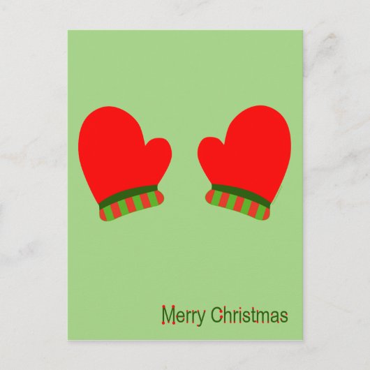 Red Holiday Mittens (Frohe Weihnachten) Feiertagspostkarte (Vorderseite)