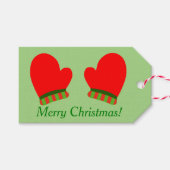 Red Holiday Mittens Geschenkanhänger (Vorderseite (Horizontal))