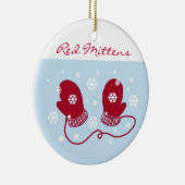 Red Holiday Mittens Keramikornament (Rechts)