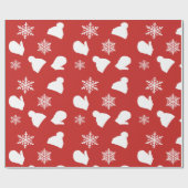Red Holiday Mittens und Weihnachtslieder Geschenkpapier (Flach)