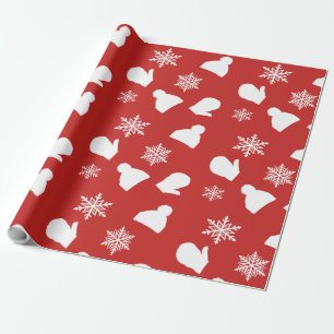 Red Holiday Mittens und Weihnachtslieder Geschenkpapier