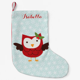 Red Holiday Owl Personalisiert Kleiner Weihnachtsstrumpf