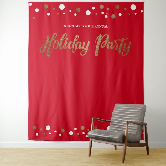 Red Holiday Party Corporate Gold Hintergrund Wandteppich (Beispiel)