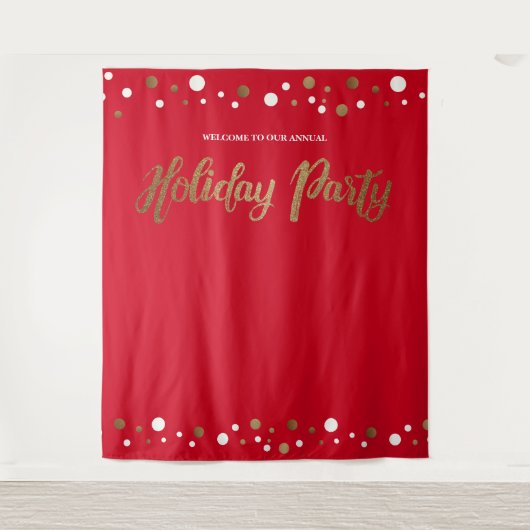 Red Holiday Party Corporate Gold Hintergrund Wandteppich (Vorderseite)