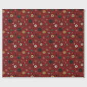 Red Holiday Pattern with Snowflakes Geschenkpapier (Flach)