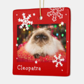 Red Holiday Pet Foto Snowflake Keramikornament (Links)