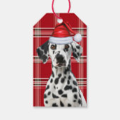 Red Holiday Plaid Dalmatian Dog Christmas Geschenkanhänger (Vorderseite)