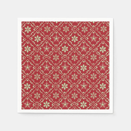 Red Holiday Simple Snowflake Rustikale Weihnachten Serviette (Vorderseite)