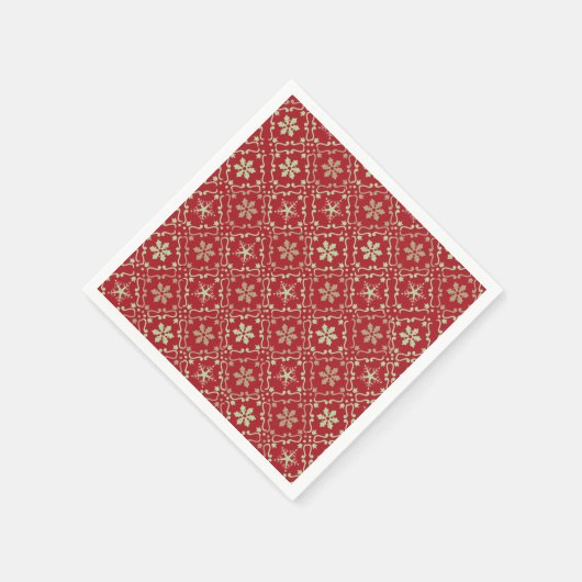 Red Holiday Simple Snowflake Rustikale Weihnachten Serviette (Ecke)