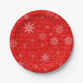 Red Holiday Snowflake Pappteller (Vorderseite)