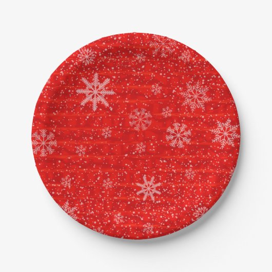 Red Holiday Snowflake Pappteller (Vorderseite)