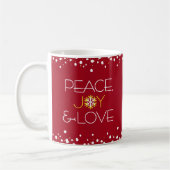 Red Holiday Snowflake Peace Joy Liebe Modern Einfa Kaffeetasse (Links)