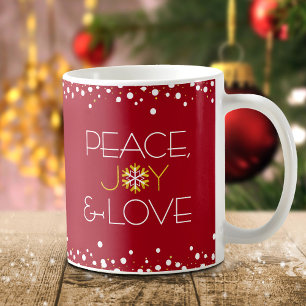 Red Holiday Snowflake Peace Joy Liebe Modern Einfa Kaffeetasse