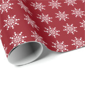Red Holiday Snowflakes Frohe Weihnachten Geschenkpapier (Rolleneckpunkt)