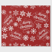 Red Holiday Snowflakes Frohe Weihnachtsgeschenk Wr Geschenkpapier (Flach)