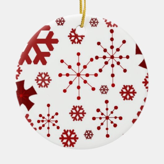 Red Holiday Snowflakes Keramikornament (Vorne)