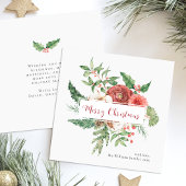 Red Holiday Watercolor Botanische Merina Weihnacht