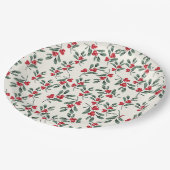 Red Holly beries Green mistletoe Blätter Pappteller (Schrägansicht)