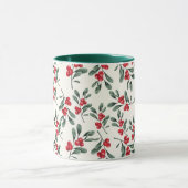 Red Holly beries Green mistletoe Blätter Tasse (Zentrum)