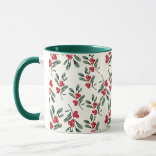 Red Holly beries Green mistletoe Blätter Tasse