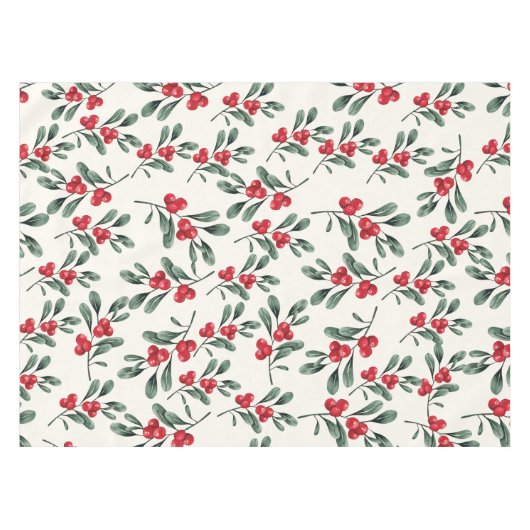 Red Holly beries Green mistletoe Blätter Tischdecke (Vorderseite (Horizontal))