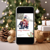 Red Holly Berries Frohe Weihnachten Ein Foto