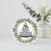 Red Holly Berries Fun Script Grüne Weihnachten (Stehend Vorderseite)