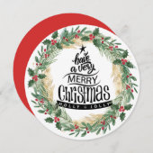 Red Holly Berries Fun Script Grüne Weihnachten (Vorne/Hinten)