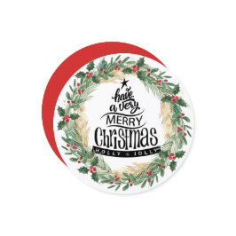 Red Holly Berries Fun Script Grüne Weihnachten