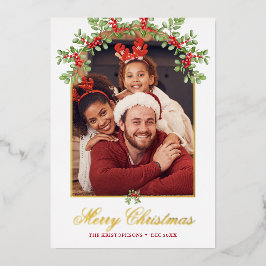 Red Holly Berry Arched Foto Folien Feiertagskarte