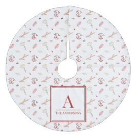 Red Holly Berry Christmas Tree Skirt Fleece Weihnachtsbaumdecke