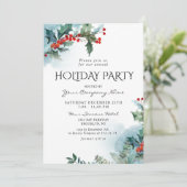 Red Holly Berry CORPORATE Weihnachtsparty Einladung (Stehend Vorderseite)