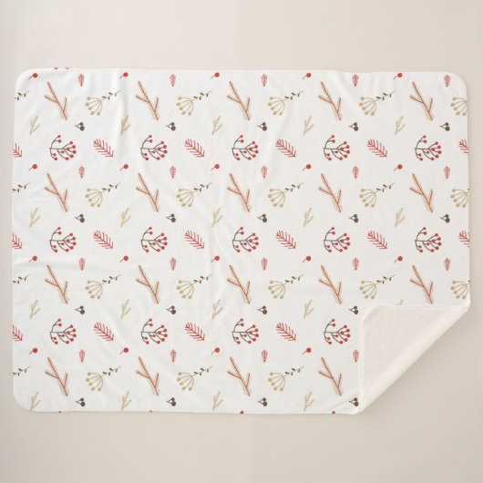 Red Holly Berry Holiday Sherpadecke (Vorderseite (Horizontal))