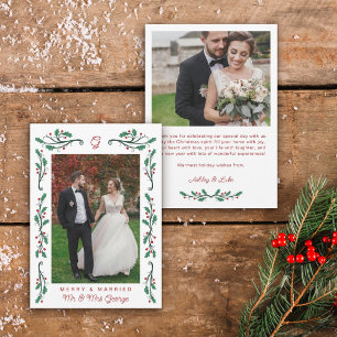 Red Holly Frame Merry & Verheiratetes Weihnachtsfe Feiertagskarte