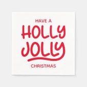 Red Holly Jolly Typografie Serviette (Vorderseite)