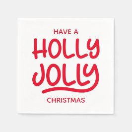Red Holly Jolly Typografie Serviette
