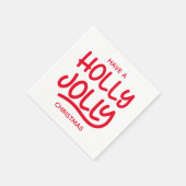 Red Holly Jolly Typografie Serviette (Ecke)