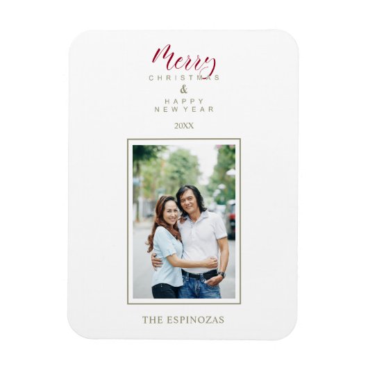 Red Holly Minimalistisch Chic Weihnachtsfamilie Magnet (Vertikal)