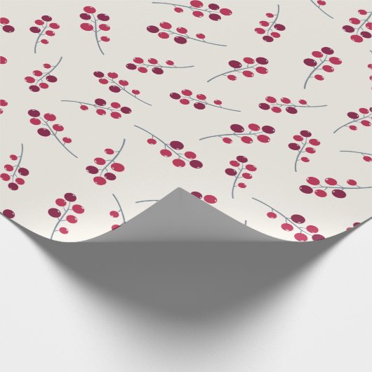 Red Holly Pip Berries Festlicher Urlaub Geschenkpapier (Ecke)